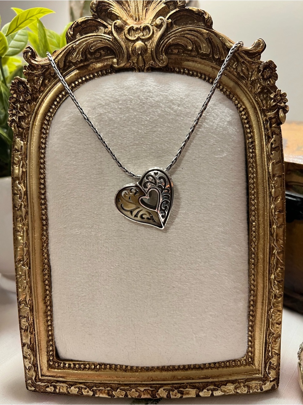 Brighton Carved Heart Within Heart Pendant Necklace